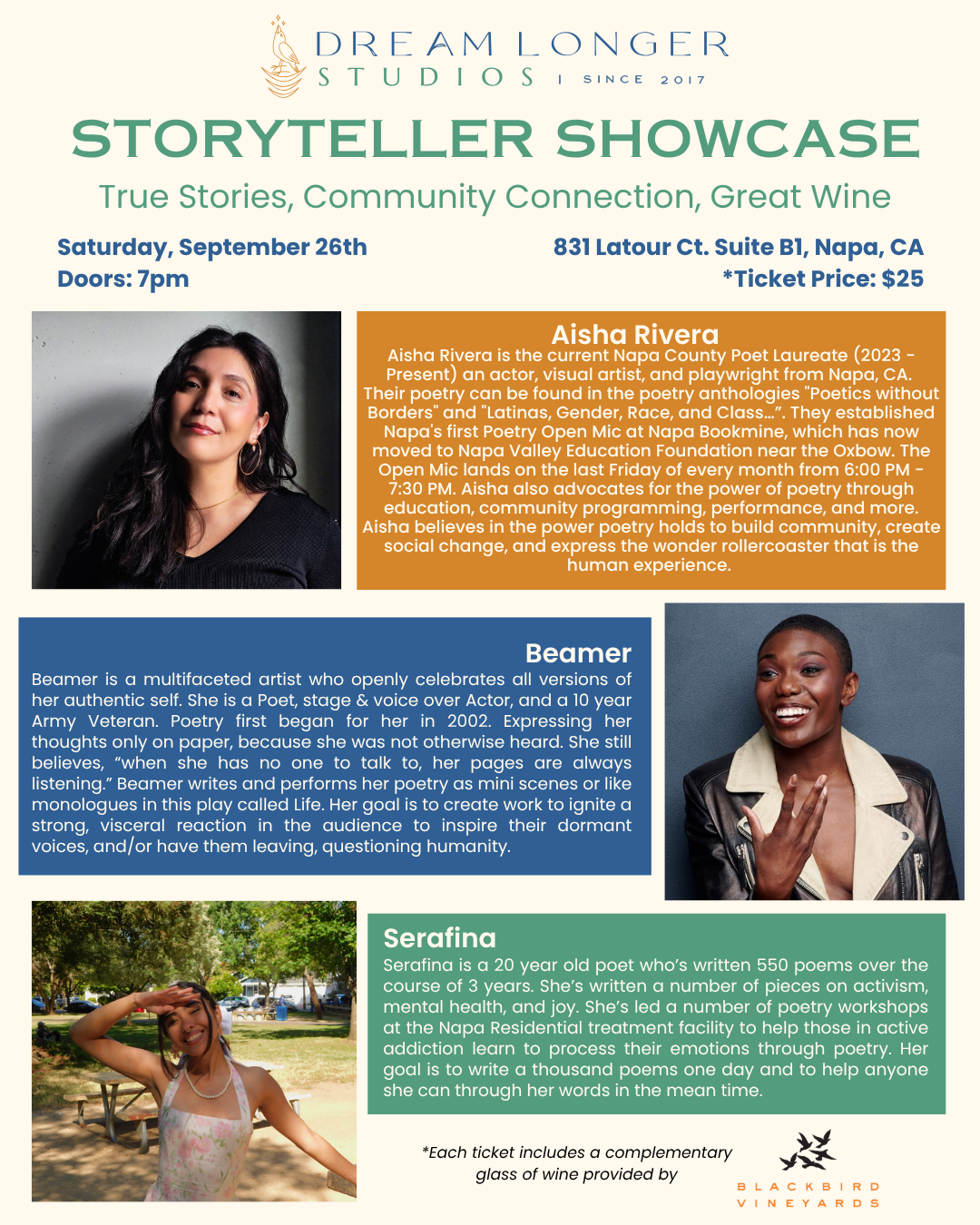 Storyteller Showcase, hosted by Napa County Poet Laureate Aisha Rivera, Presents: Coming Home